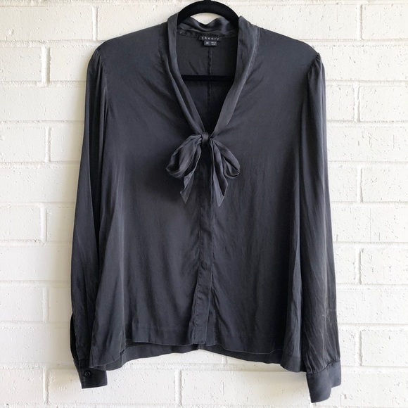 Theory Brionelo Tie Neck Silk Blouse - Picture 1 of 6